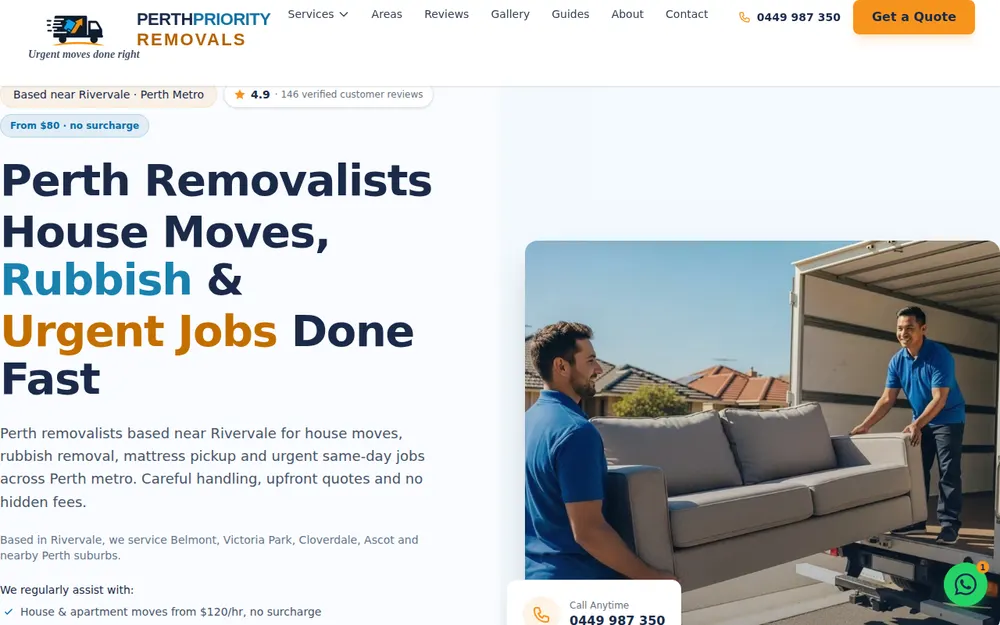 Perth Priority Removals homepage