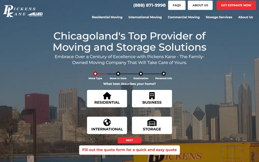 Pickens Kane Moving & Storage homepage