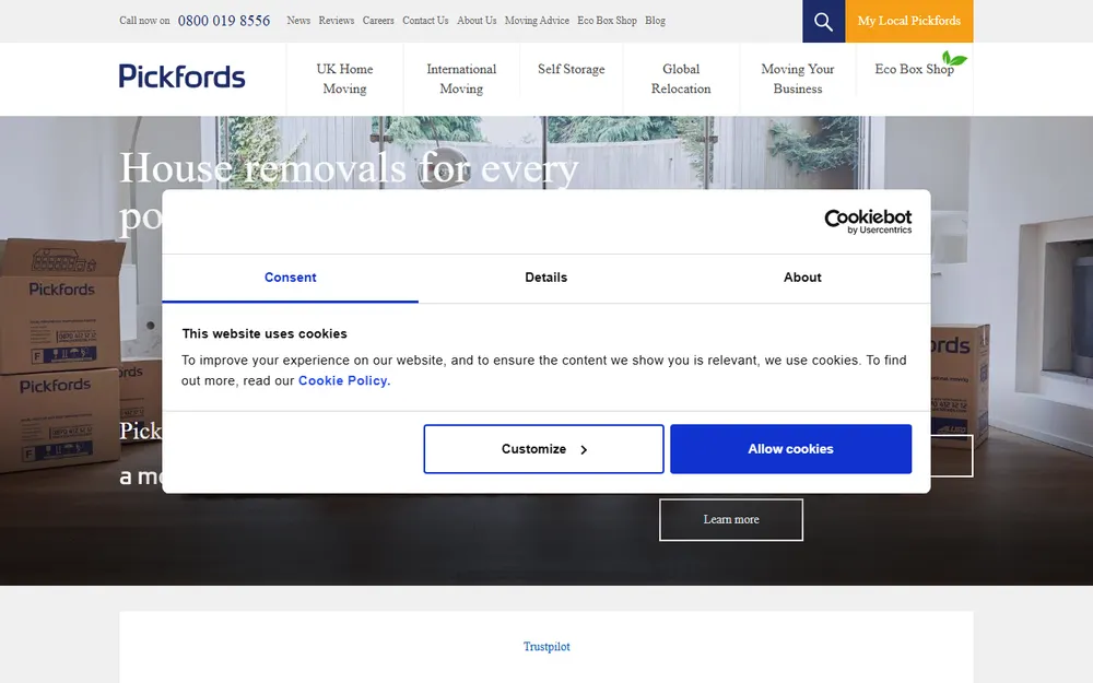 Pickfords homepage