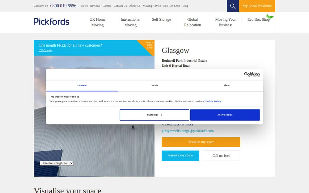Pickfords Moving & Storage homepage