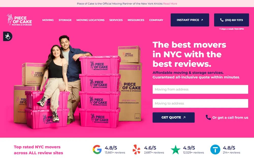 Piece of Cake Moving and Storage homepage