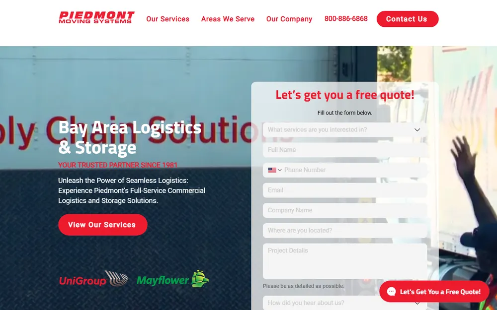 Piedmont Moving Systems homepage