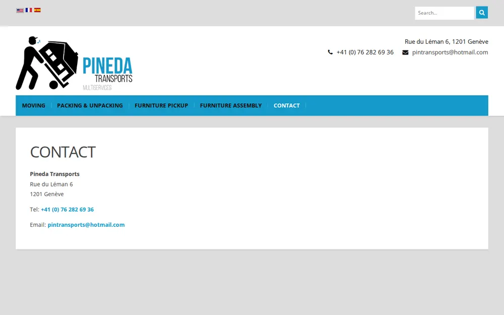 Pineda Transports homepage