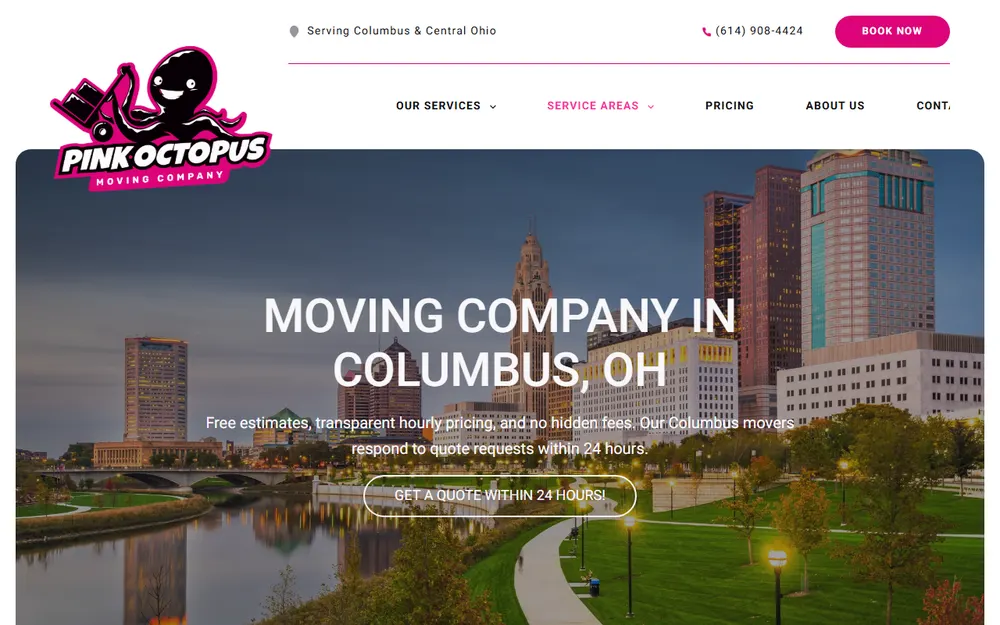 Pink Octopus Moving Co homepage