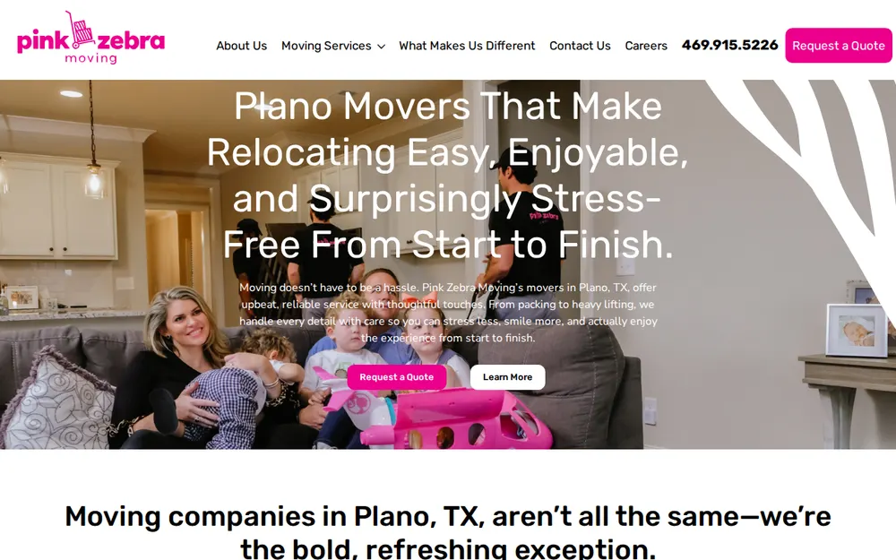 Pink Zebra Moving of Plano, TX homepage
