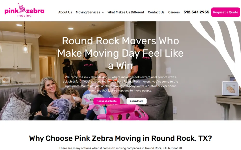 Pink Zebra Moving of Round Rock, TX homepage
