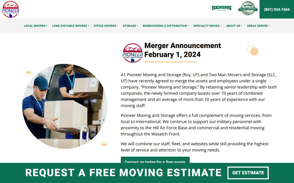 Pioneer Moving and Storage - Commercial/Residential Moving & Storage Company, SLC homepage