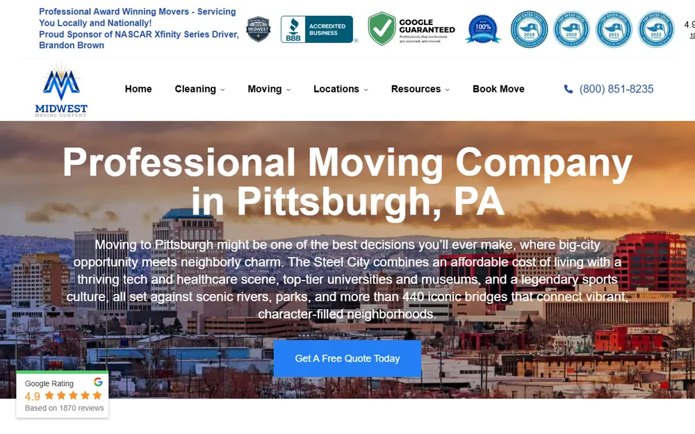 Midwest Moving Company homepage