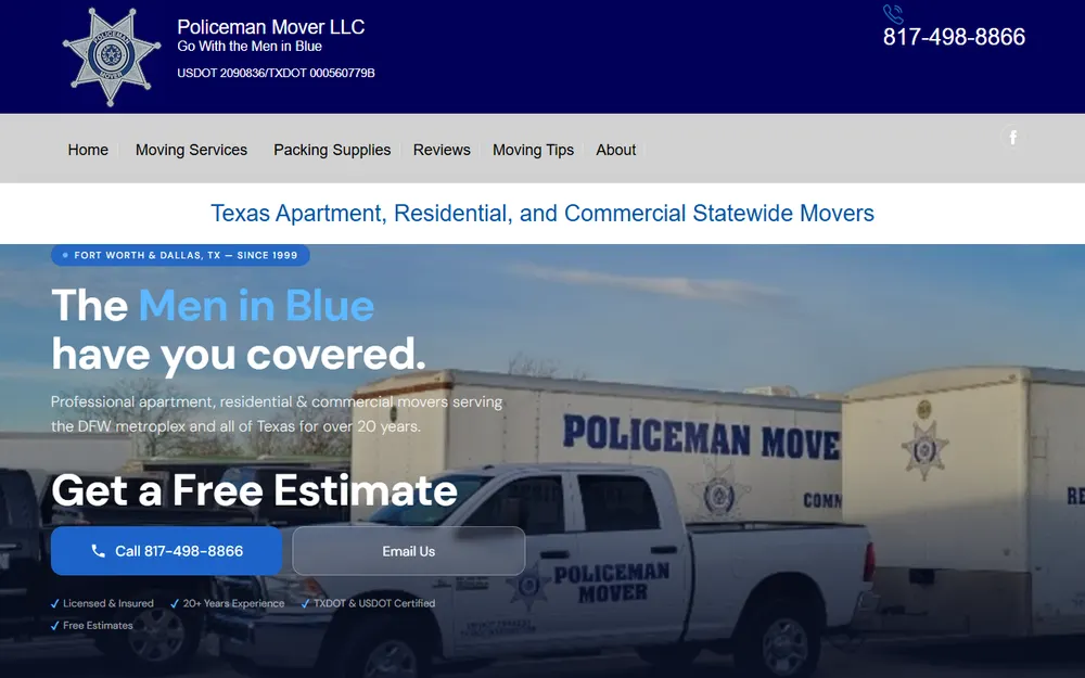 Policeman Mover LLC homepage