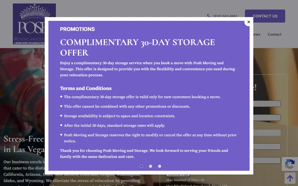 Posh Moving and Storage homepage