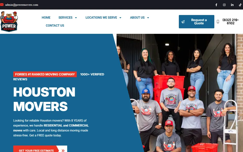 Power Movers Houston homepage