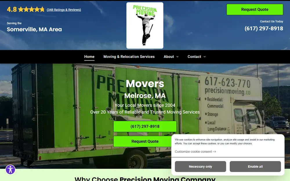 Precision Moving Company homepage