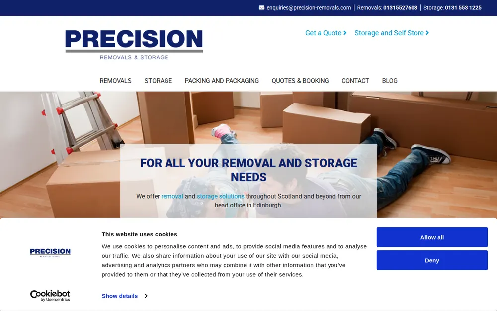 Precision Removals & Storage Ltd homepage