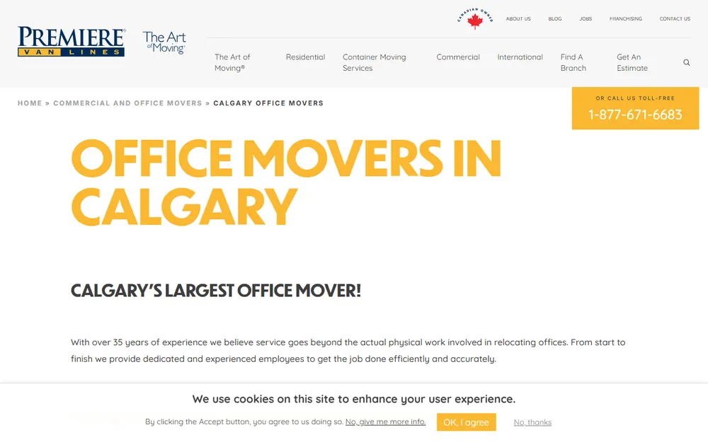 Premiere Van Lines Moving Company homepage
