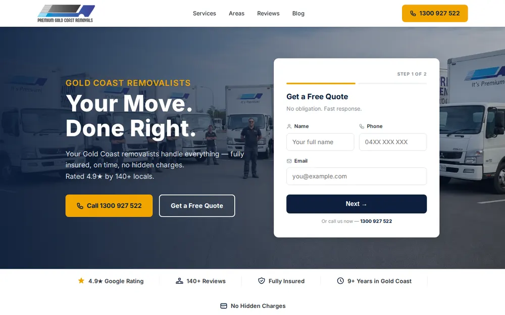 Premium Gold Coast Removals homepage