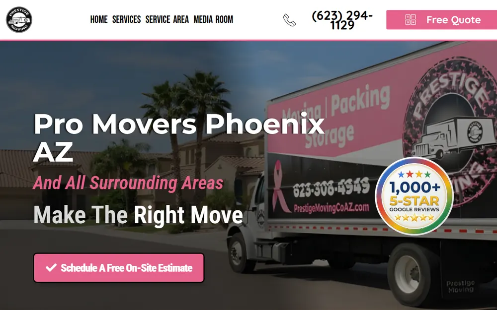 Prestige Moving homepage