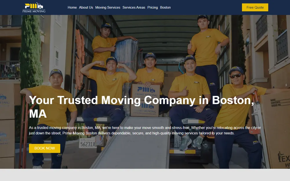 Prime Moving Boston homepage