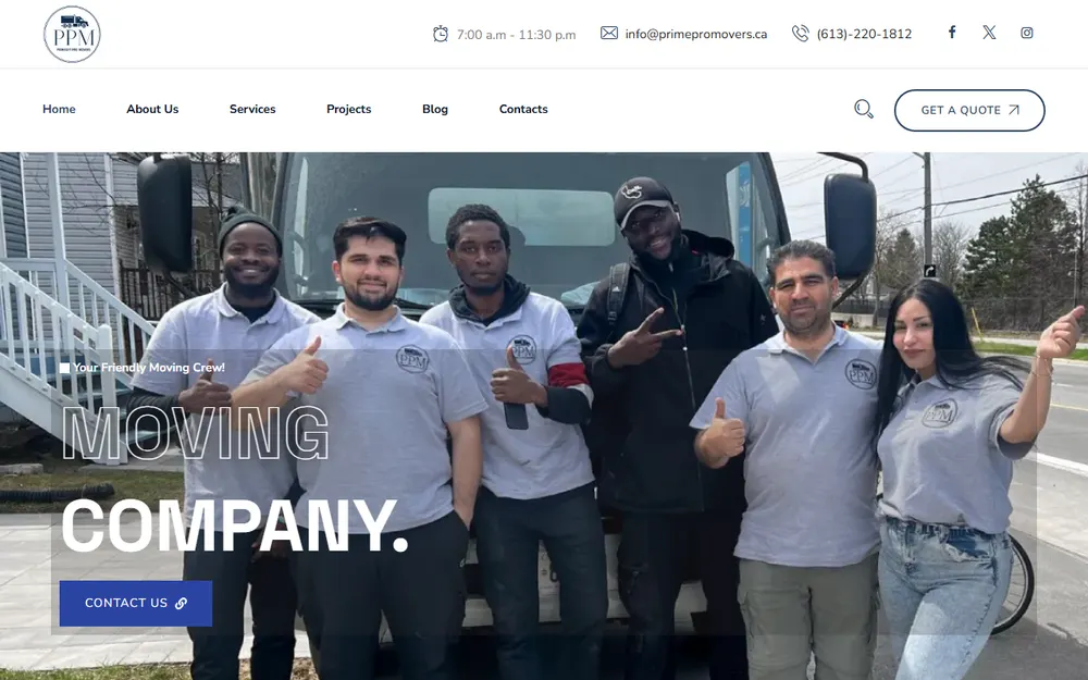 PrimeLift Pro Movers homepage