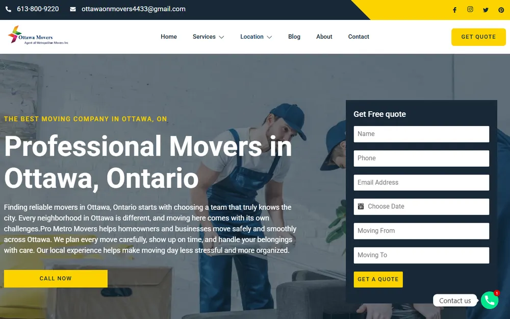 Pro Metro Movers homepage