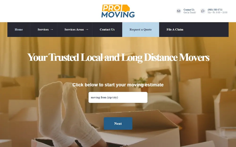 Pro Moving homepage