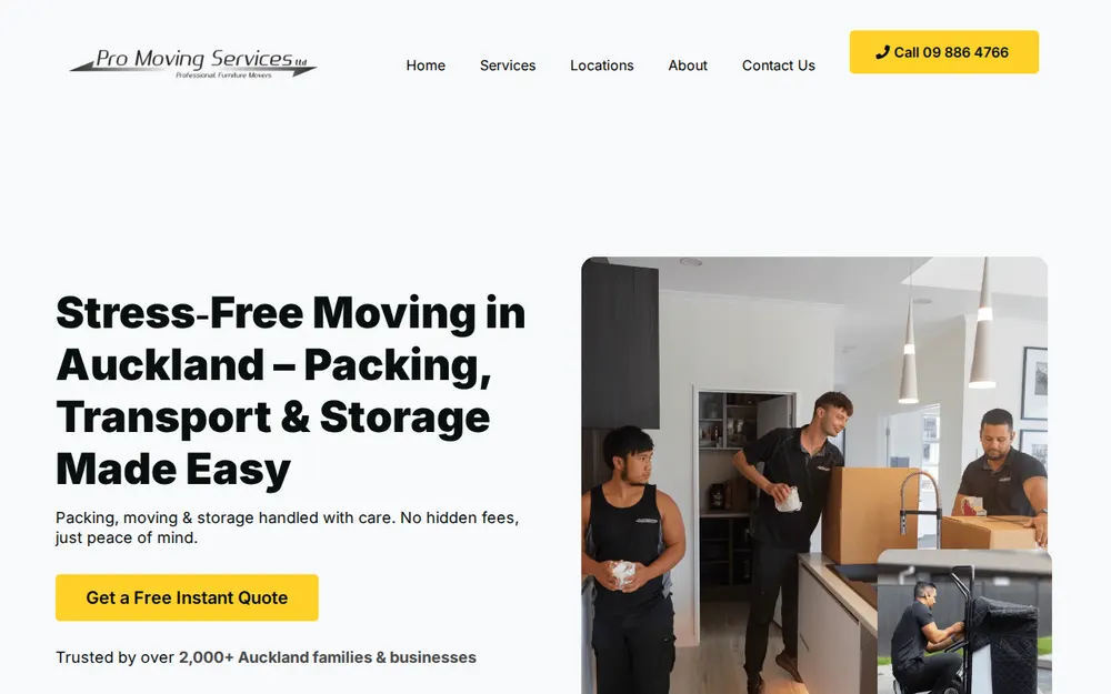 Pro Moving Services homepage