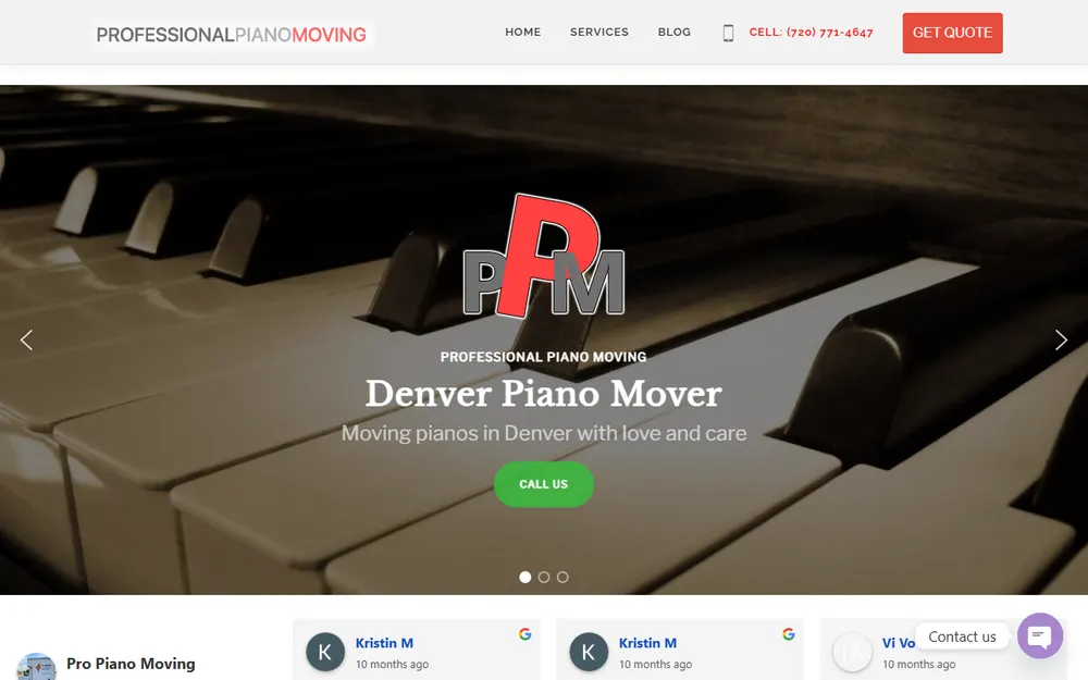 Pro Piano Moving homepage