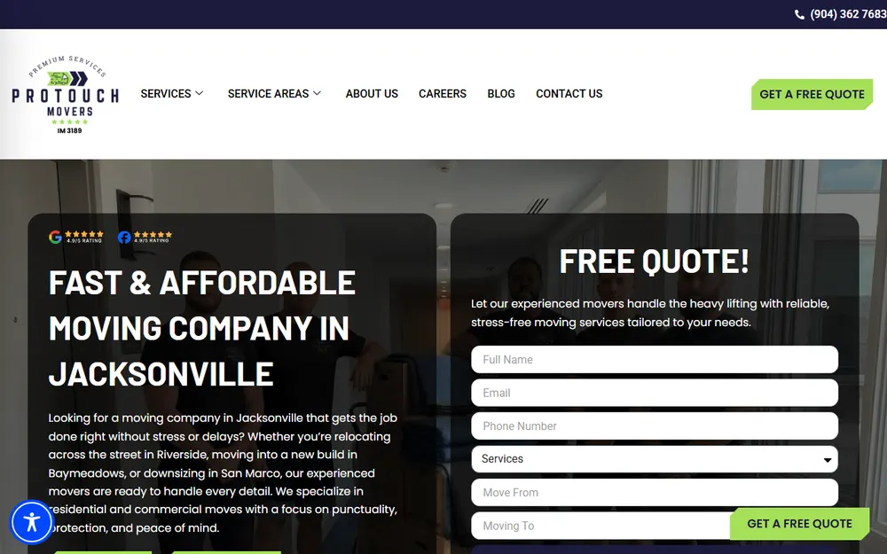 Pro Touch Movers homepage