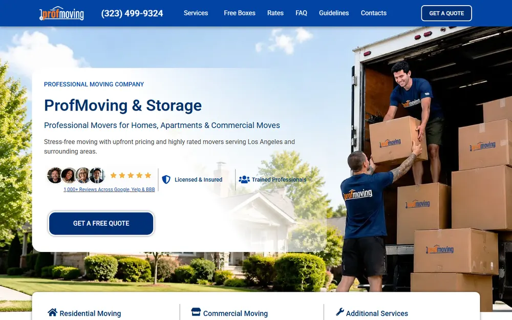 Prof Moving & Storage homepage