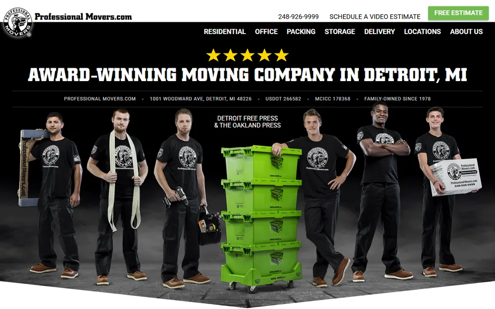 Professional Movers.com homepage