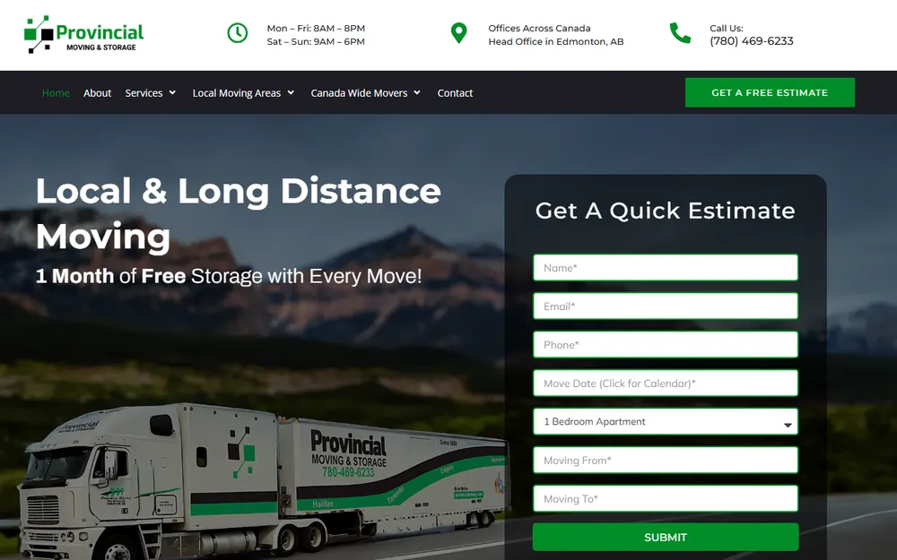 Provincial Moving & Storage homepage