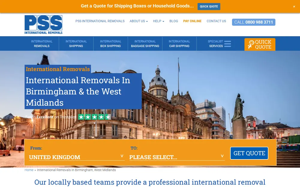 PSS International Removals homepage