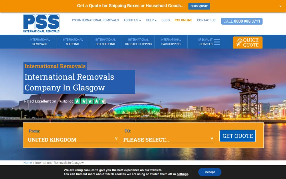 PSS International Removals homepage