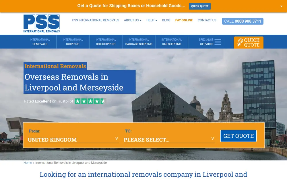 PSS International Removals homepage