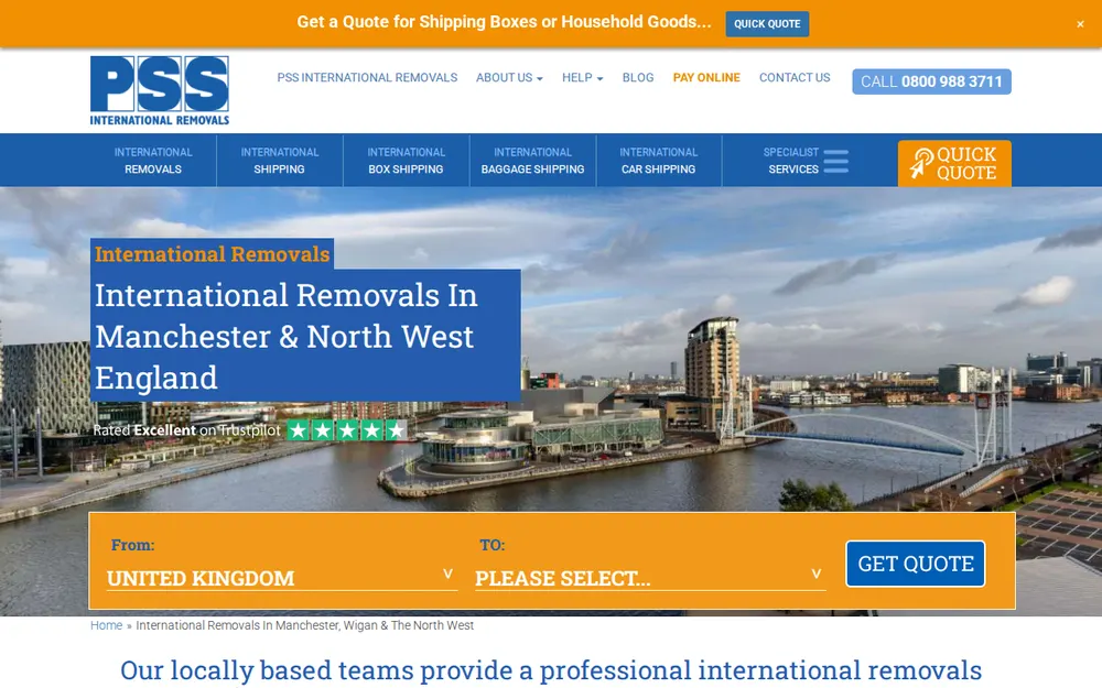 PSS International Removals homepage