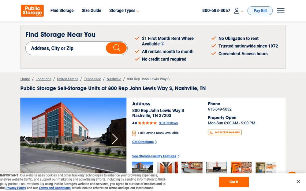 Public Storage homepage