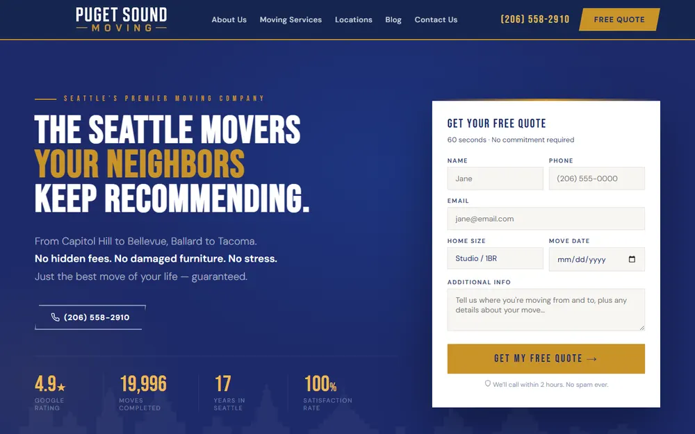 Puget Sound Moving - Seattle Movers homepage
