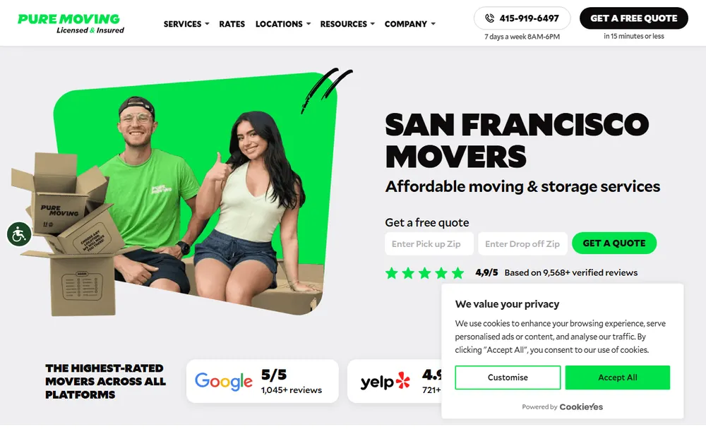 Pure Moving Company San Francisco Movers Local & Long distance homepage