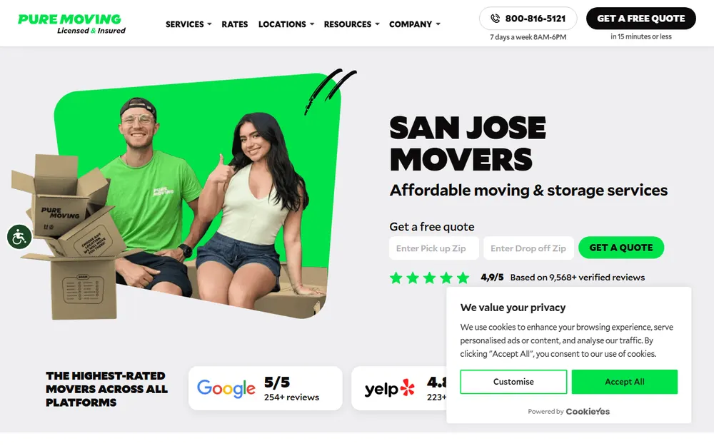 Pure Moving Company San Jose Movers Local & Long distance homepage