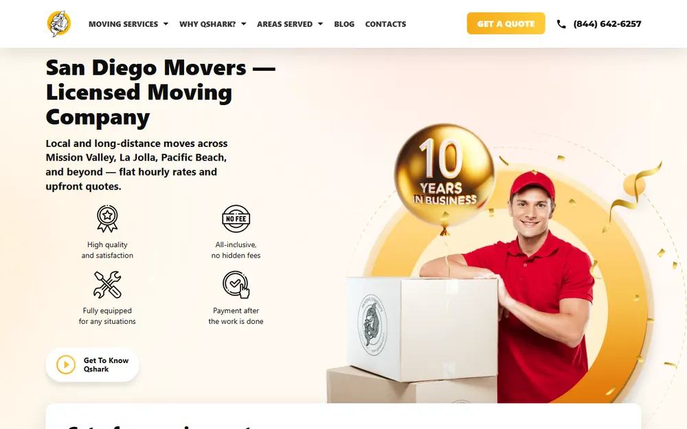 Qshark Moving Company homepage