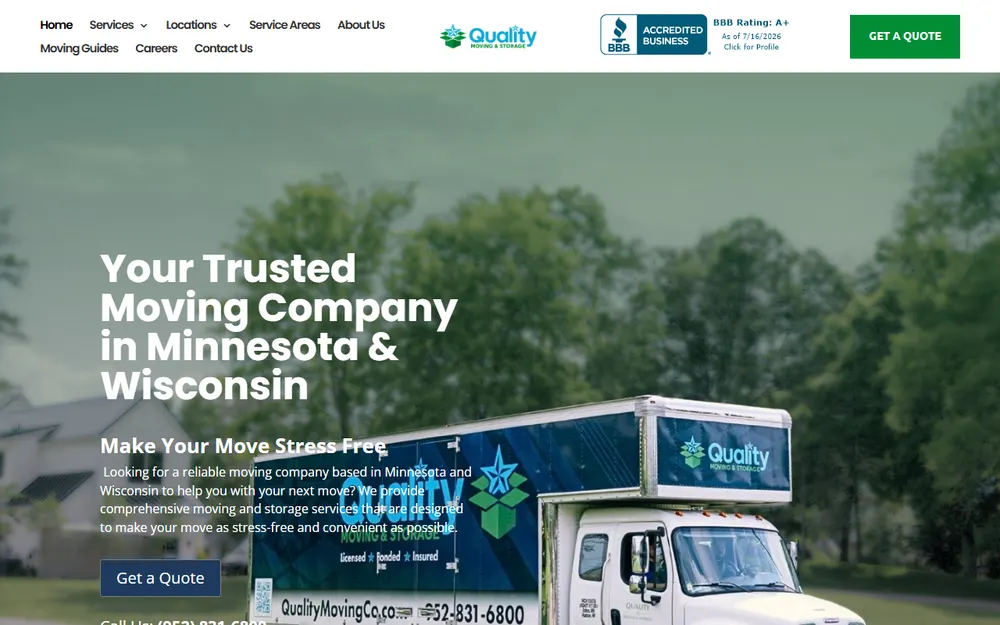 Quality Moving & Storage homepage
