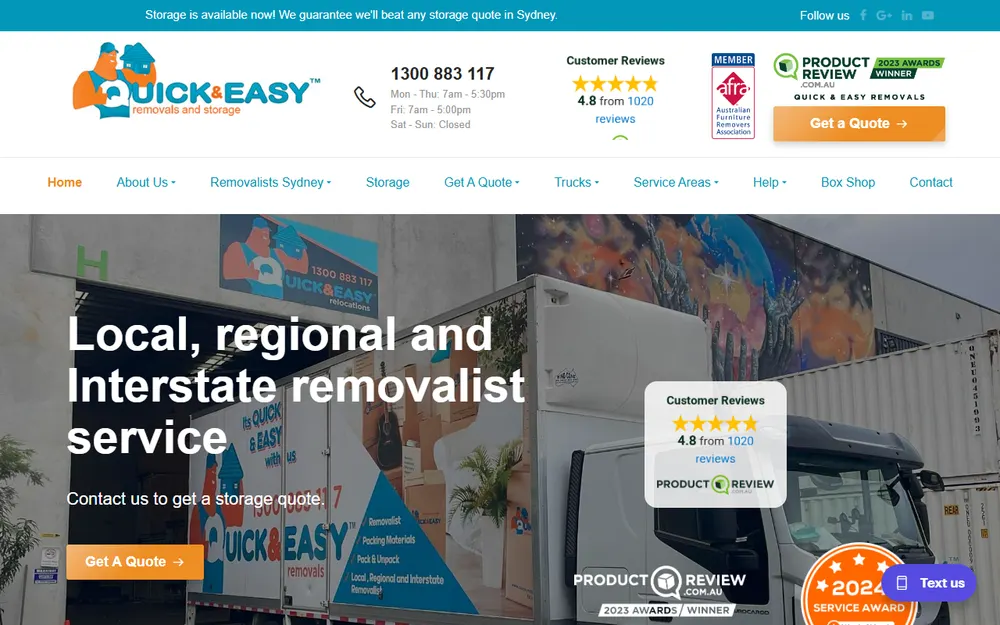 Quick & Easy removals and storage homepage