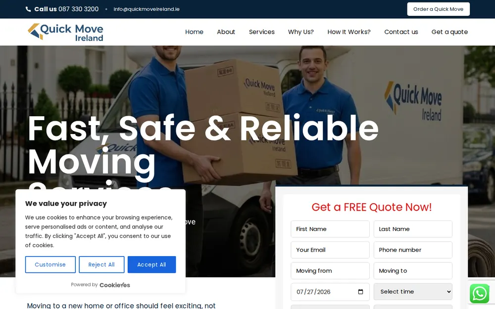 Quick Move Ireland homepage