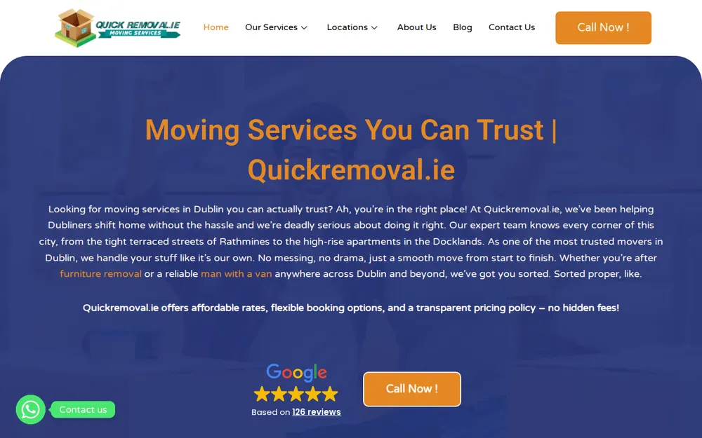 Quickremoval.ie homepage