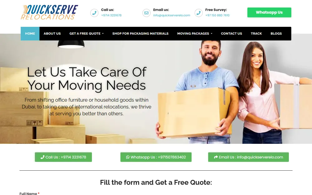 QuickServe Relocations LLC homepage