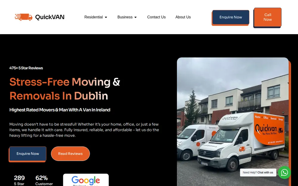 Quickvan Removals homepage