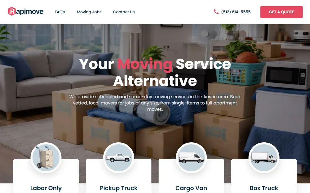 Rapimove - Moving & Furniture Delivery homepage