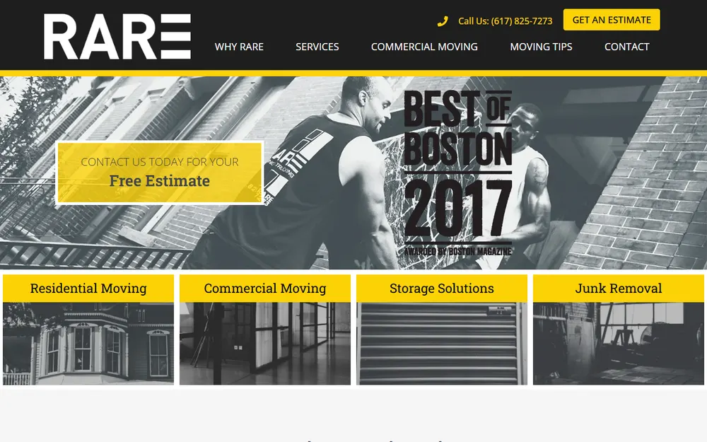 RARE Moving and Storage Company homepage