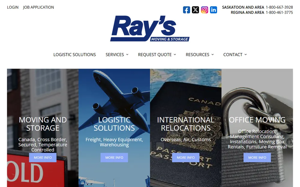 Ray's Moving & Storage homepage