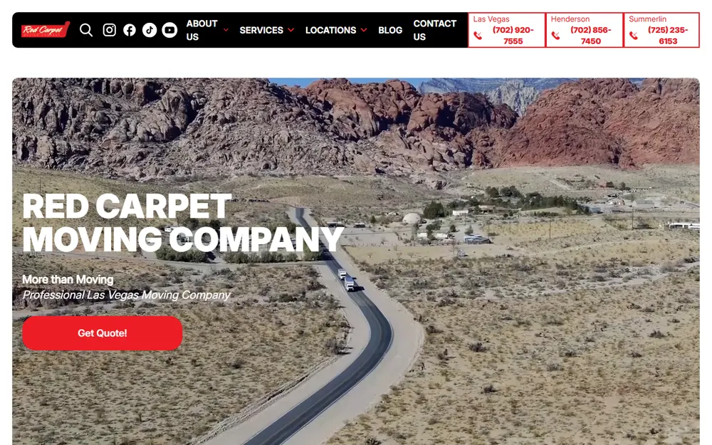 Red Carpet Moving Company homepage