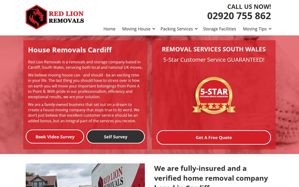 Red Lion Removals homepage
